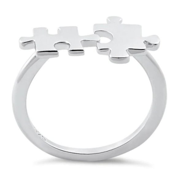 925 STERLING SILVER Jigsaw Puzzle Pieces Ring - Picture 11 of 13